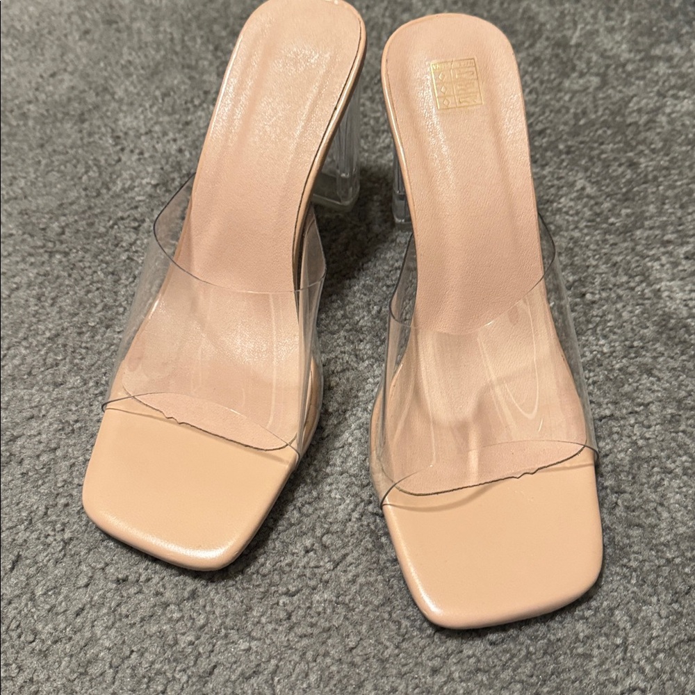 Clear and Nude Heeled Sandals